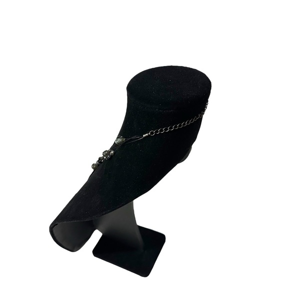 Signed Chicos 3 Strand Glass & 925 Bead Round Leather Inset Pendant Necklace 22” - Picture 9 of 16